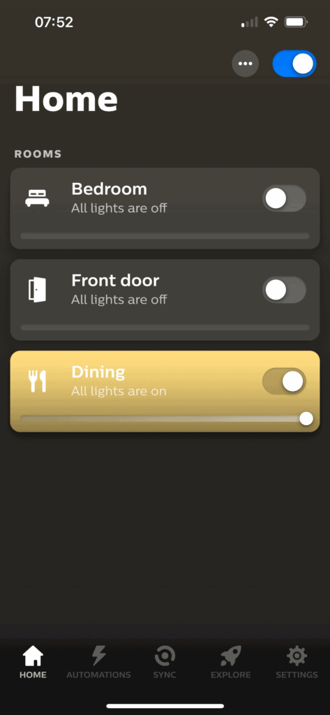 Lighting, Philips Hue app on my iPhone