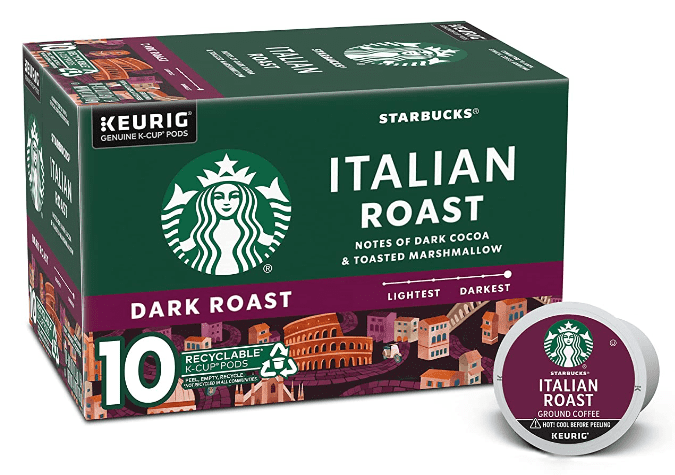 Starbucks Coffee, Ground, Dark Roast, Italian Roast, K-Cup Pods